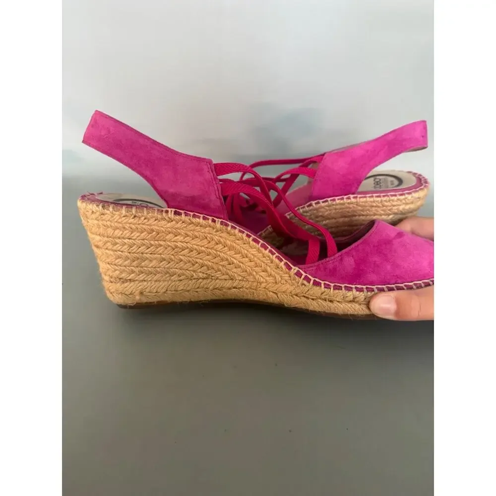 ABEO B.I.O Systems Delano Espadrille Wedge Suede Sandals in Fuchsia Size 10 (B)
